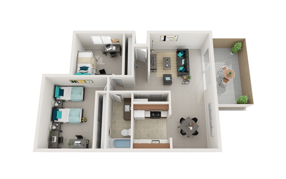 The Boardwalk - B1, B5 - 2 bedroom floorplan layout with 1 bath and 823 to 836 square feet. The Boardwalk - B1, B5 - 2 bedroom floorplan layout with 1 bath and 823 to 836 square feet.