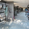 rows of bicycles in bike storage room