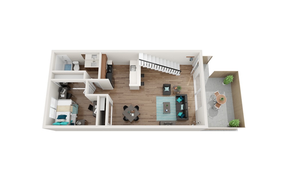 The Lighthouse Renovated - A3 - 1 bedroom floorplan layout with 1 bath and 818 square feet. (Floor 1)