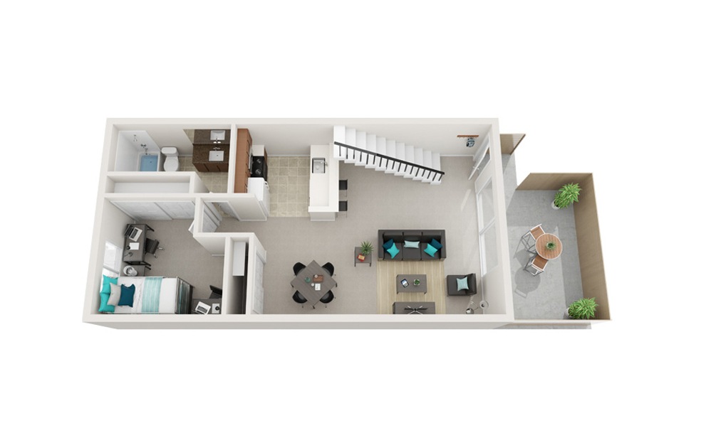 The Shoreline - B3 - 2 bedroom floorplan layout with 1 bath and 818 square feet. (Floor 1) The Shoreline - B3 - 2 bedroom floorplan layout with 1 bath and 818 square feet. (Floor 1)